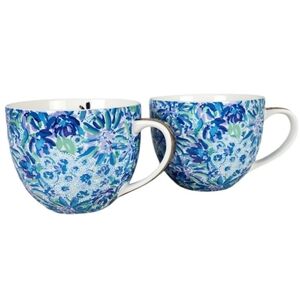 Lily Pulitzer Multicolor Watercolor Floral Ceramic Large Coffee Mugs Set of 2